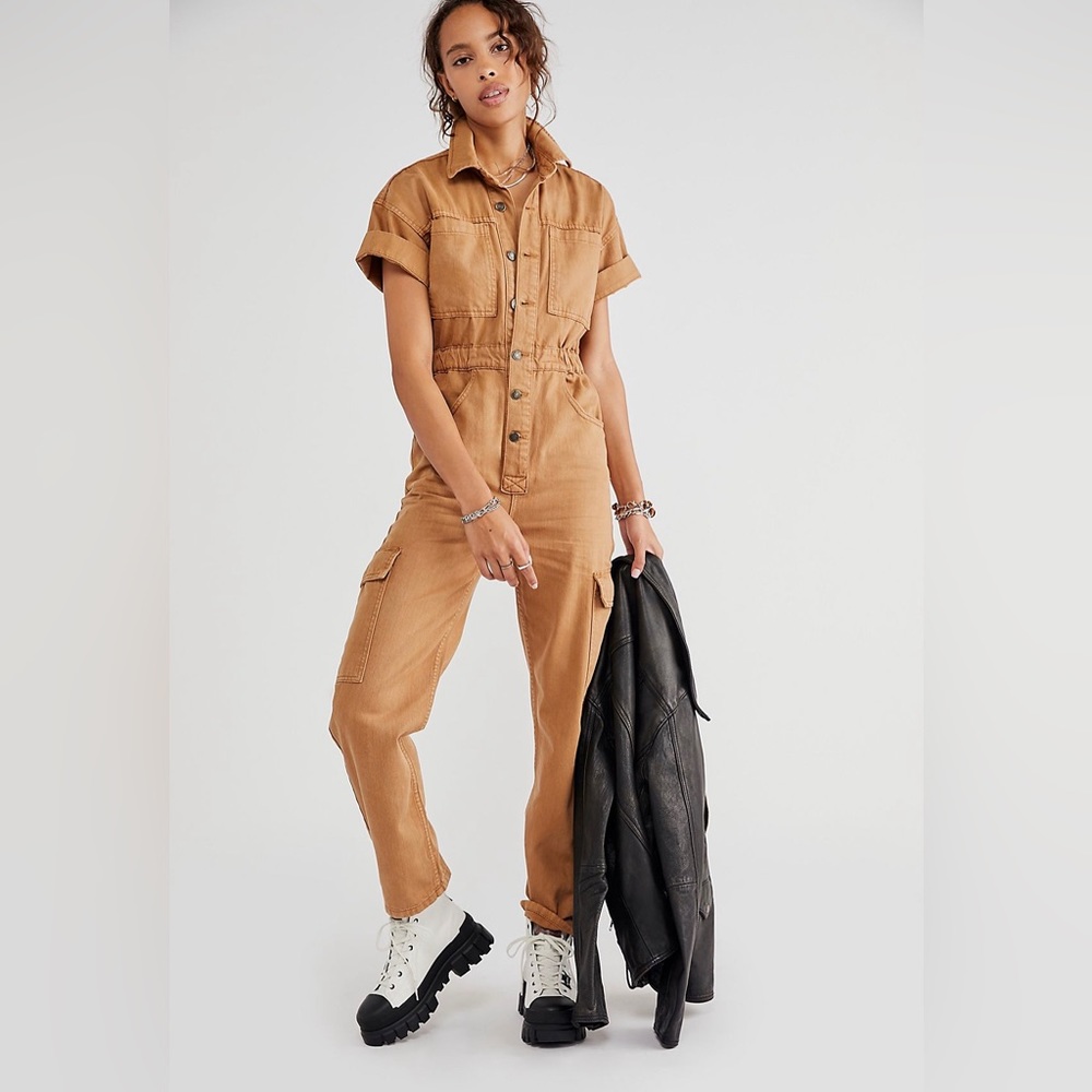 NEW! Free People button-up cargo jumpsuit - XS